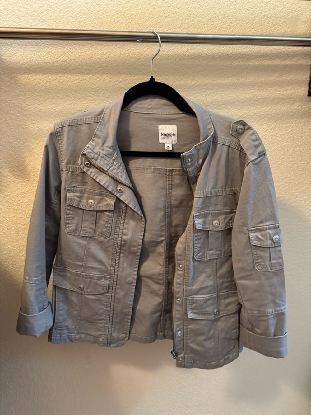 Kensie Gray Casual Utility Jacket